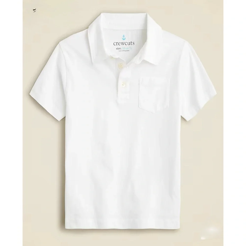 NWT J. Crew Kids' New Short-sleeve Garment-dyed Polo Shirt White